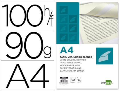 100h papel verjurado Liderpapel A4 90g/m² blanco